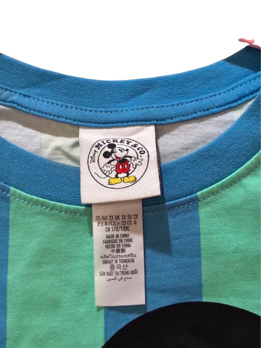 NWT Disney Mickey Mouse 2X Blue Green Striped Graphic CottonT Shirt Dress - Picture 3 of 5